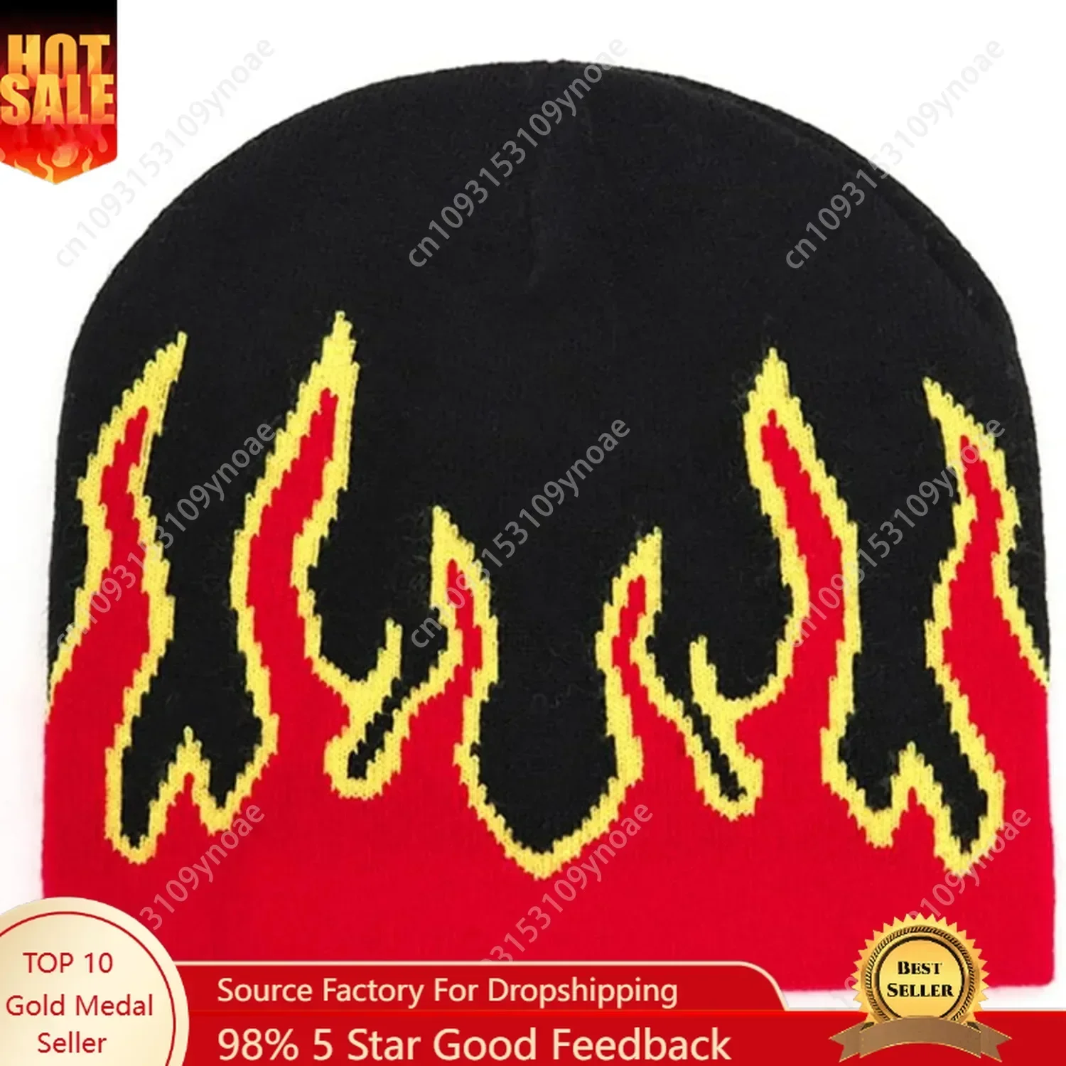 

Fire Flame Beanie Hats Baggy Slouchy Knit Rock Punk Ski Hat Skull Caps Winter Cap Women Men Soft Comfortable Fashion Classic