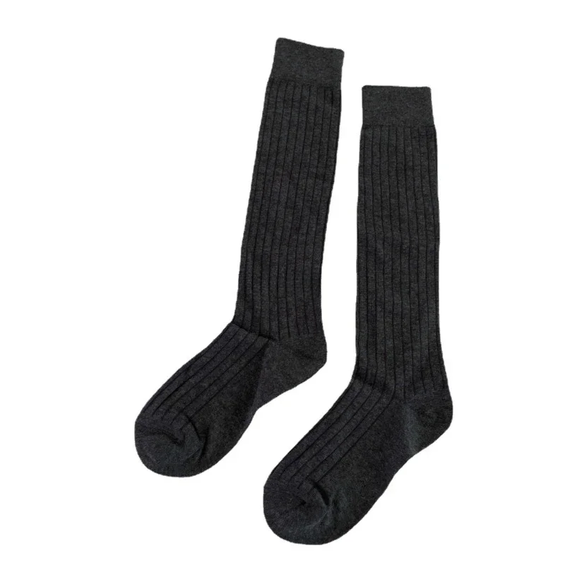 Black White Socks Women Minimalism Style Costumn Cotton Solid Color Korean Stocking Ins Y2k Japanese Fashion Knee-high Socks