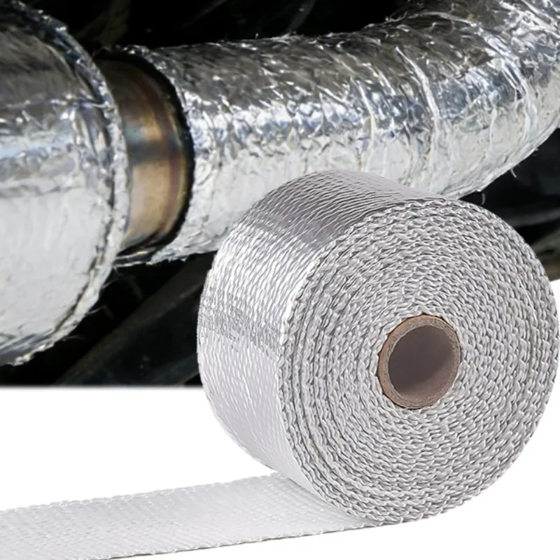 5m Motorcycle Car Exhaust Thermal Tape Header Pipe Heat Wrap Thermal Protection with Stainless Steel Tie Aluminum Foil Tape Set