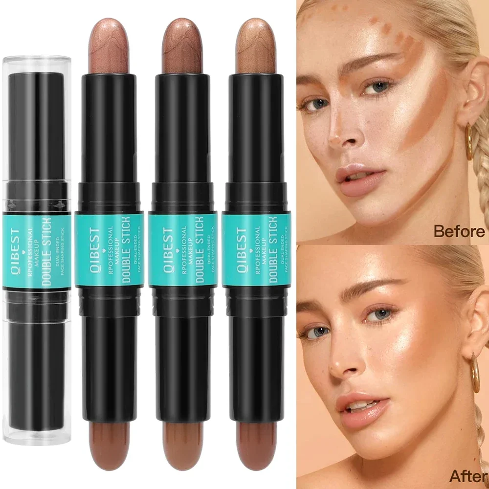 Double-ended Highlighting&Bronzer Stick Waterproof Oil-control Matte Natural V-face Shaping Contouring Highlight Pen Cosmetics