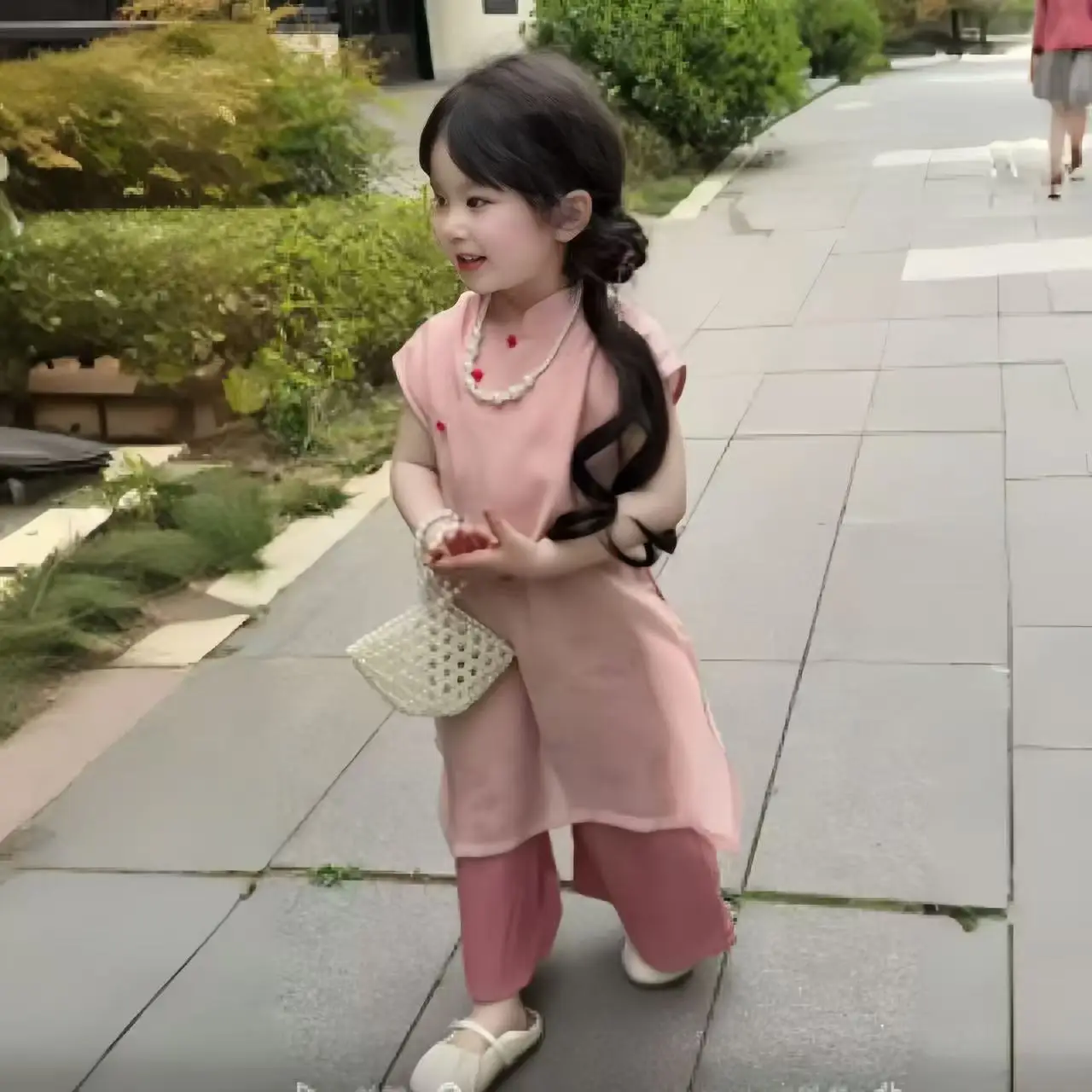2025 Chinese Style Girls Princess Set Summer Dress & Anti-Mosquito Pants Toddler Kids Elegant Cheongsam Inspired Gauze Casual