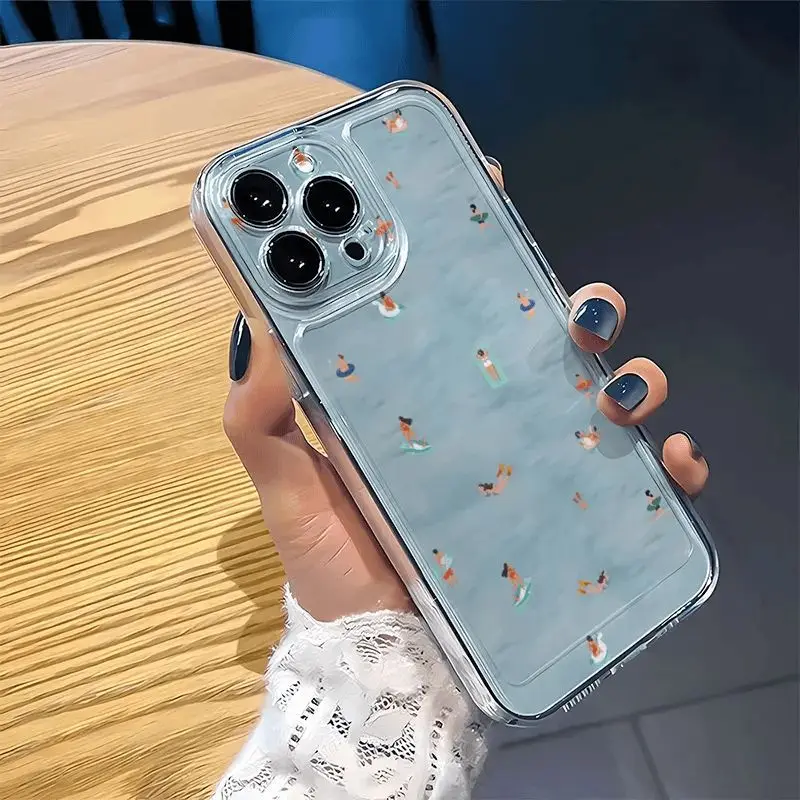 Summer Swimming Pattern Phone Case For Samsung S26 S25 S24 S23 S22 S21 S20 FE Note20 Note10 Plus Ultra Lite Edge 5G Clear TPU