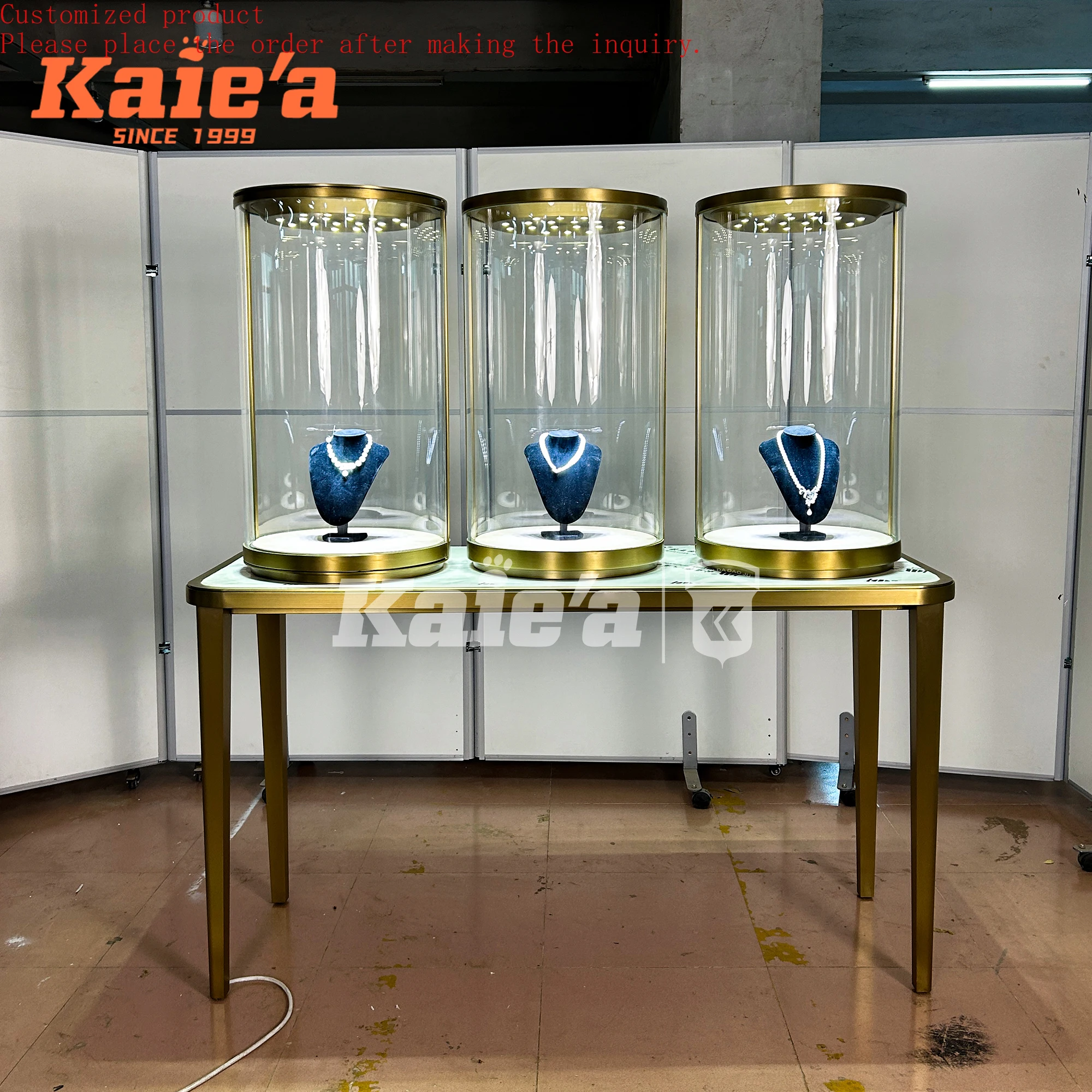 

Customized High-end Luxury Oval Shape Jewelry Store Design Glass Cabinet Shop Showcase Cabinet