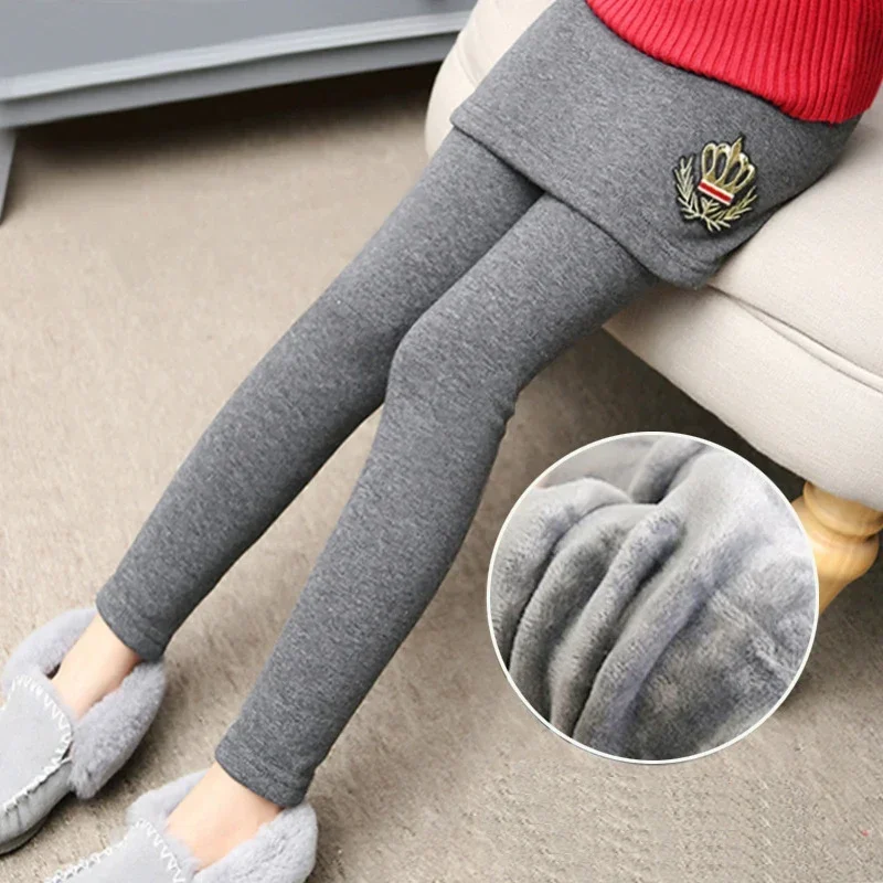 New Winter Girl Legging Skirt Pant Baby Girl Winter Warm Thickening Leggings Children Girls Bootcut For 3-12 Kids Clothes