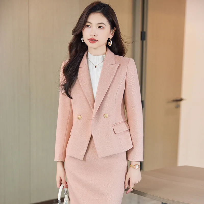 Gray Plaid Woolen Blazer Women\'s 2023 Winter New Small Mom Casual Short Suit