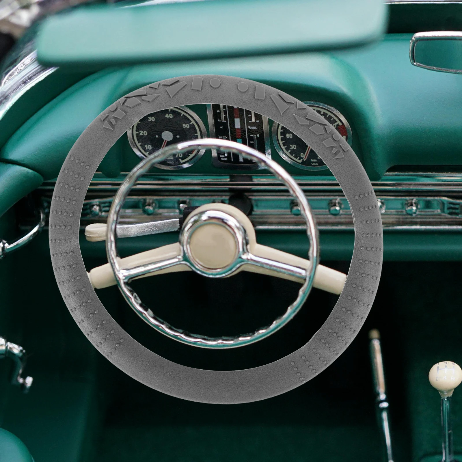 

Durable Silicone Steering Wheel Cover Protector D-Shape Universal Fit Anti-Slip Elastic Particles Car Interior Accessories