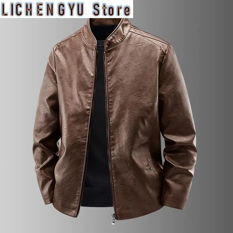 Autumn New Men Leather Jacket Black Biker Coat Korean Fashion Men PU Retro Leather Jacket Trend Casual Slim Fit Baseball Clothes