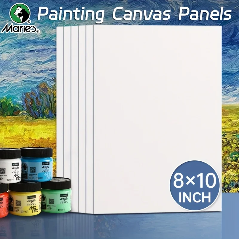 

8x10in 2/4/6pcs Canvas Panels,Artist Quality White Blank Flat Painting Boards for Drawing,Tempera for Students,Artist and Adults