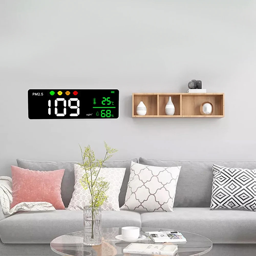 Portable PM2.5 Air Quality Detector Highly Accurate Sensitive Temperature Humidity Monitor Household Indoor PM2.5 Gas Detector