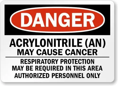 Acrylonitrile May Cause Cancer Danger Aluminum Weatherproof  Sign-Aluminum
