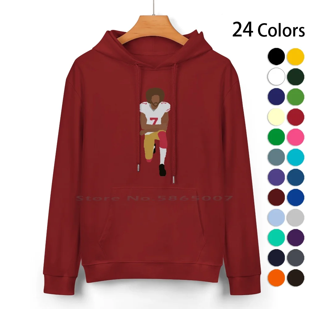 Kneeling Kaepernick Pure Cotton Hoodie Sweater 24 Colors Colin Kaepernick Minimalist Kneeling Black Rights Equality Football