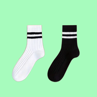 6/12 Pairs Breathable Round Neck Socks Mid Tube Socks Spring Autumn Simple Women's Striped Socks High Quality Men's Cotton Socks