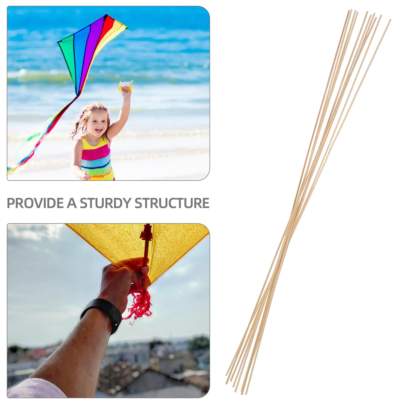 

20pcs Kite Supports Bamboo Strips Craft Sticks for Kids Diy Activities Outdoor Toys Safe Materials Promote Family Bonding