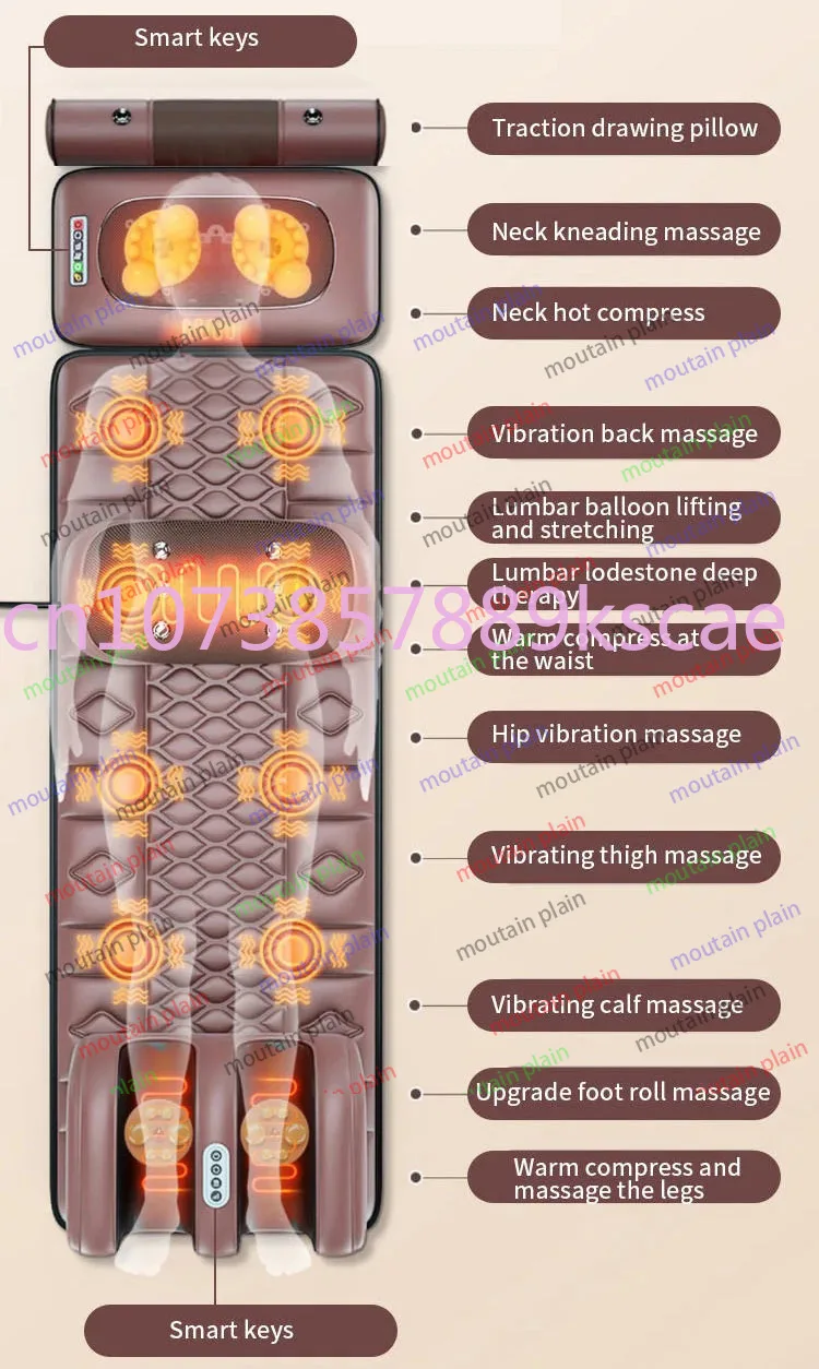 Electric Massage Mattress Air Pad Infrared Roller Electric Full Body Airbag Vibration Stretching Pressure Massage Mat