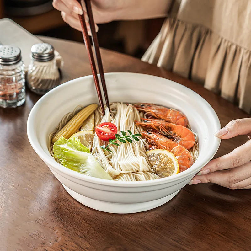 

Large Ceramic Soup Bowl Pure Color Tableware Round Deep Dish for Home Restaurant Ramen