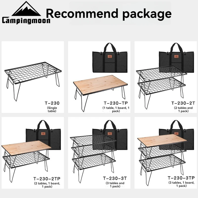CAMPINGMOON T230/T-2303 Multi Purpose Iron Storage Rack Camping ตารางแบบพกพาอเนกประสงค์ BBQ โต๊ะพับกลางแจ้ง