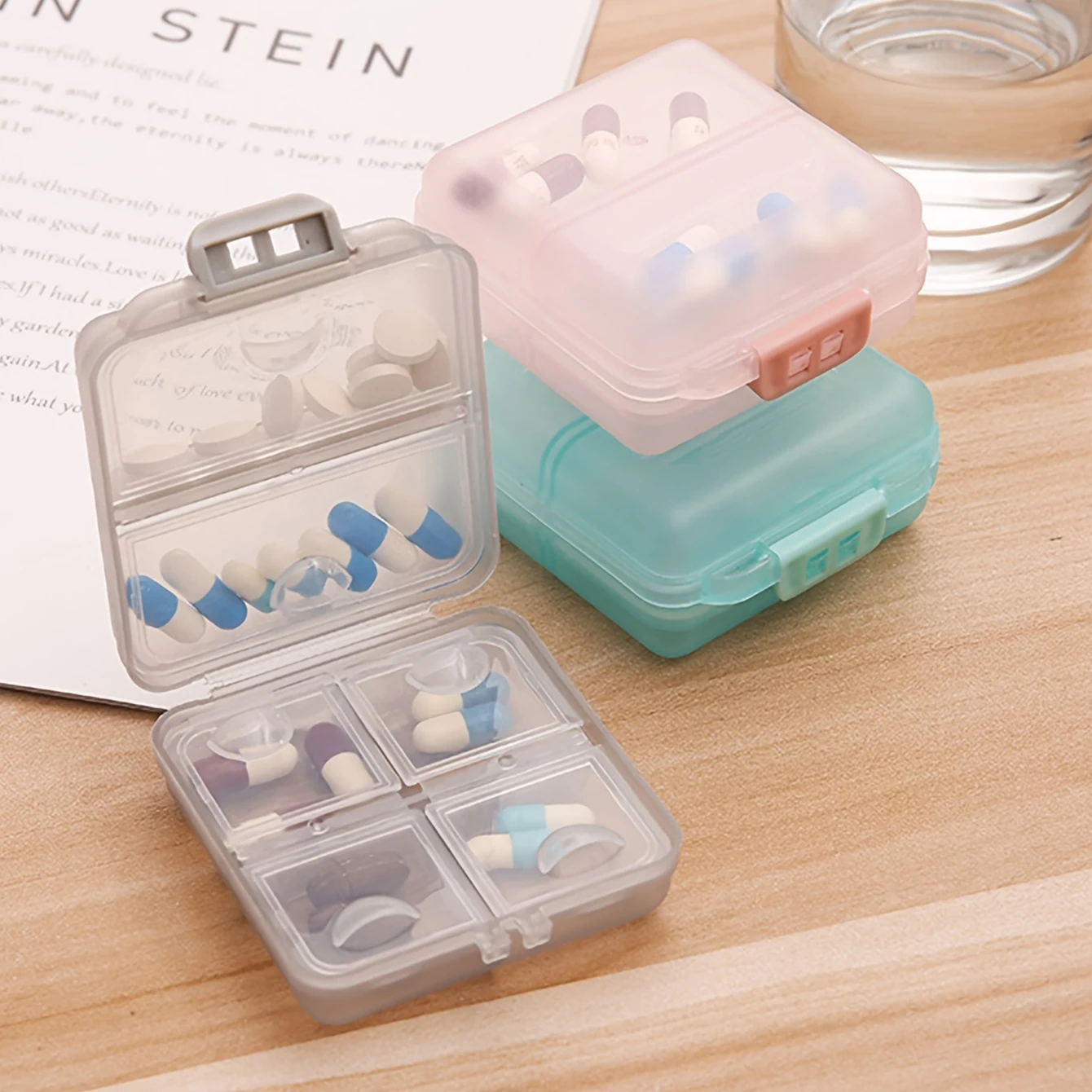 Travel And Business Travel Portable Mini One Week Double-layer 6-compartment Split Pack Medicine Box