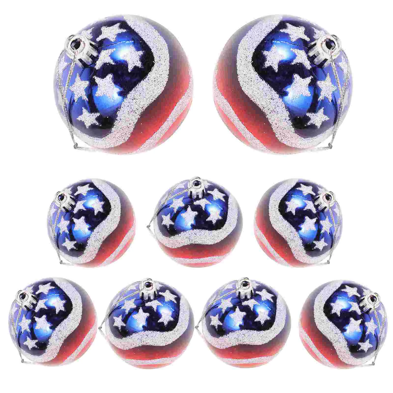 9 Pcs American Flag Ball Independence Day Decor Indoor Festival Hanging Supplies USA Decoration The Pet Hangings