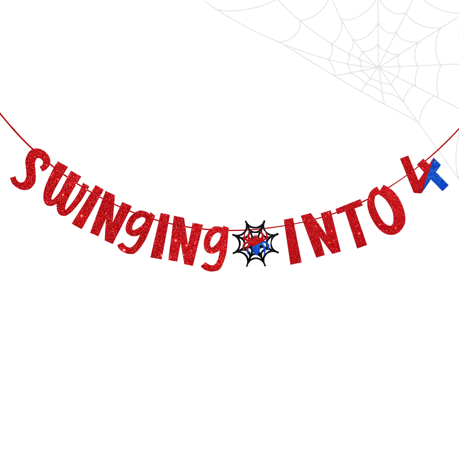 Spinnen-Geburtstagsbanner, „Swinging Into 4“ Spinnen-Themen-Cartoon-Party-Dekorationsartikel für Geburtstagsfeiern von Männern und Frauen
