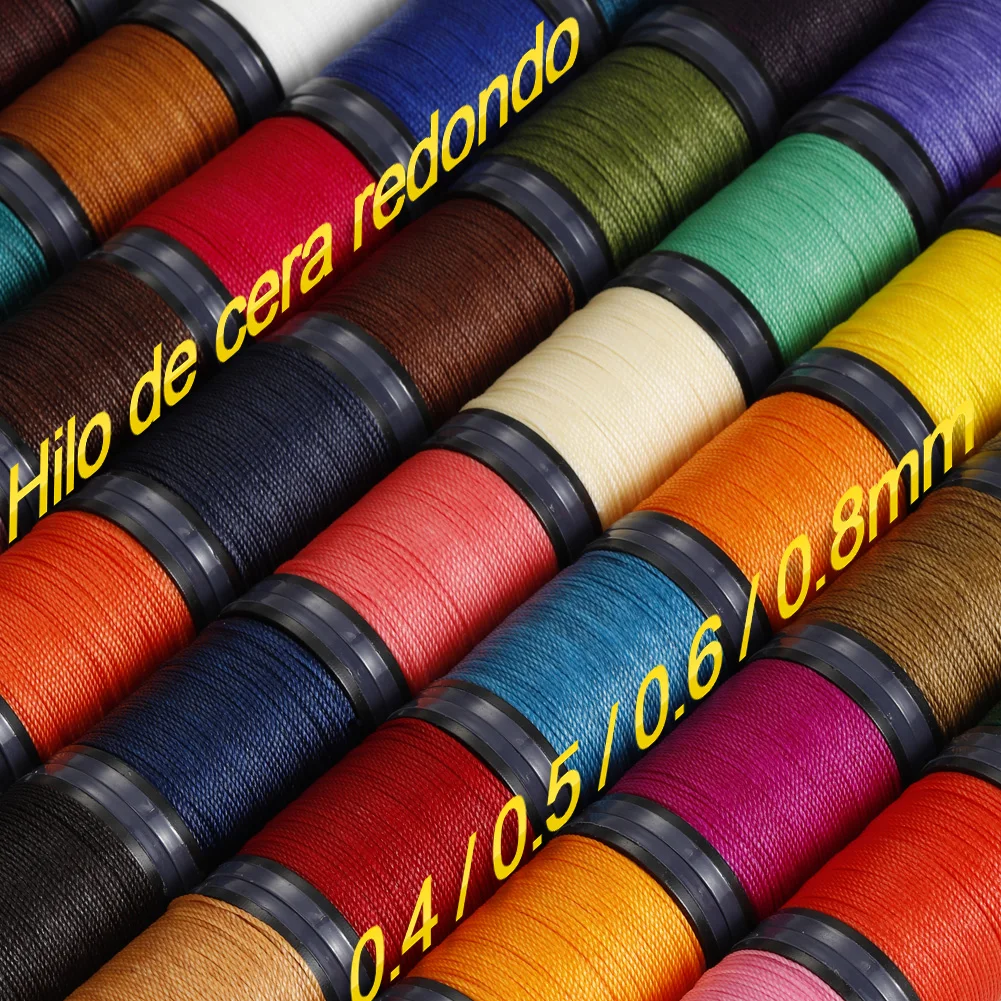 Hilo encerado 100 % poliéster para costura artesanal en cuero y joyería DIY. Cordón de poliéster trenzado hecho a mano con revestimiento de cera. Hilo redondo encerado para encuadernación, costura de cuero, abalorios