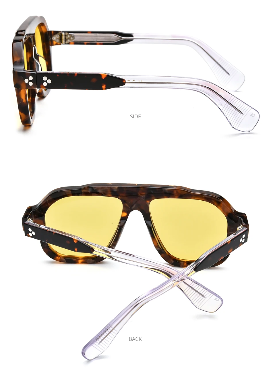 HEPIDEM Polarisierte Sonnenbrille aus Acetat, Herren, japanische Handarbeit, Marken-Designer, übergroß, dick, quadratische Sonnenbrille, Damen OC – Detail 7