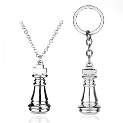 New Silver Knight Pawn Chess Pendant Necklace King Queen Charm DIY Keychain Tibetan Jewelry Christmas Thanksgiving Gift