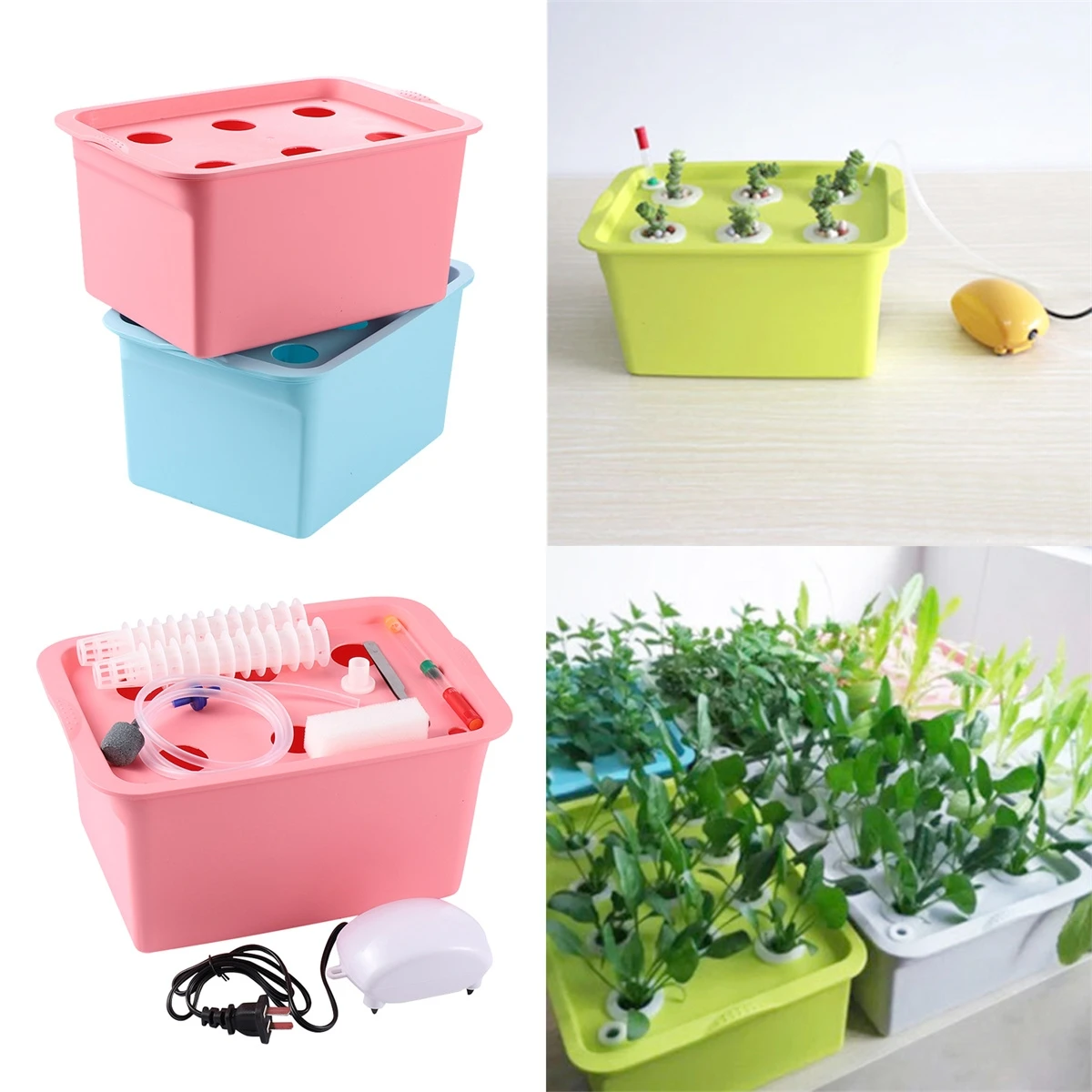 6-Hole Soilless Nursery Box 220V/110V Plant Hydroponic System Vegetable Flower Cultivation Seedling Grow Container With Air Pump