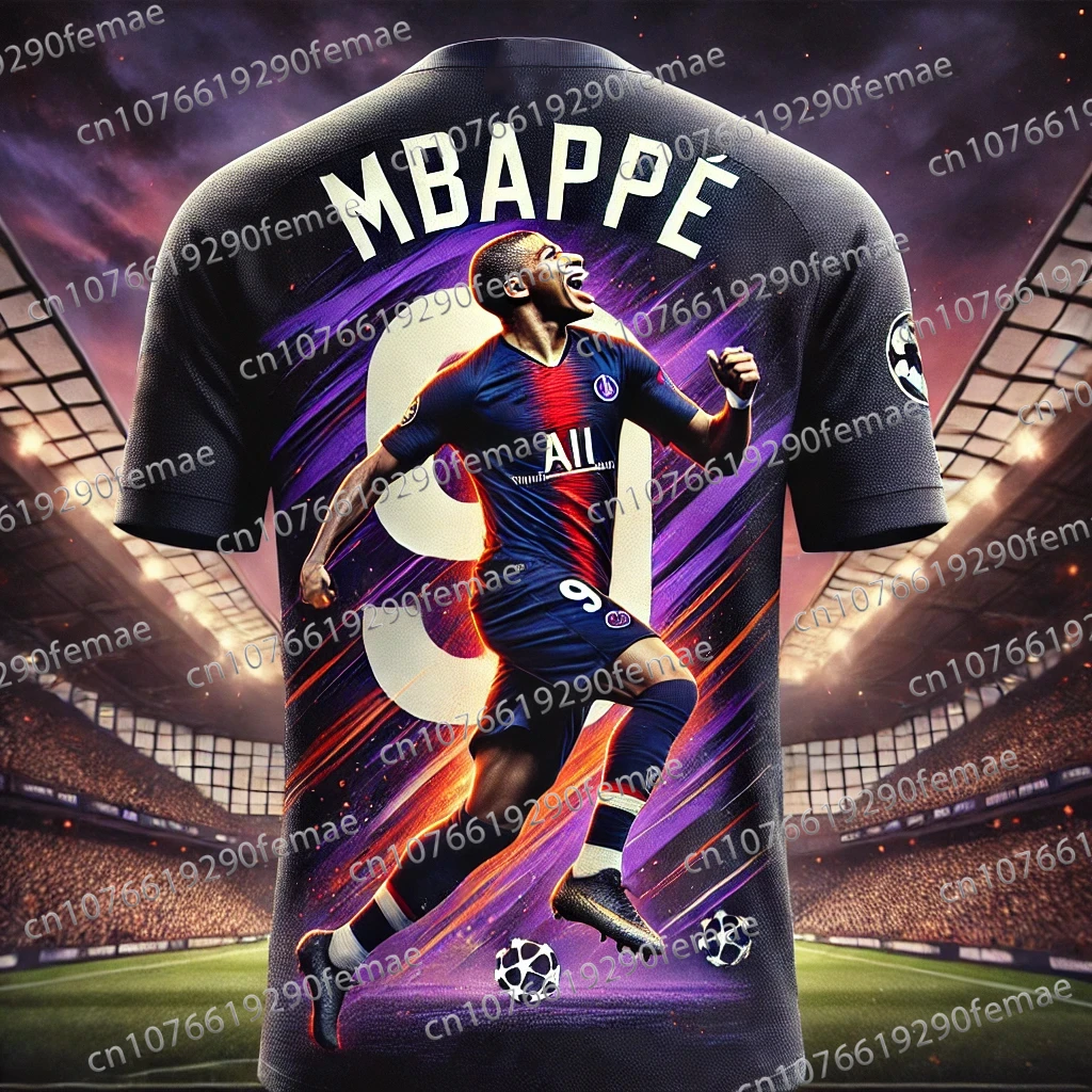 Latest Mbappe Fashion 3D Printed Pattern Men's Sports Football Commemorative T-shirt Daily Comfortable Breathable Jersey