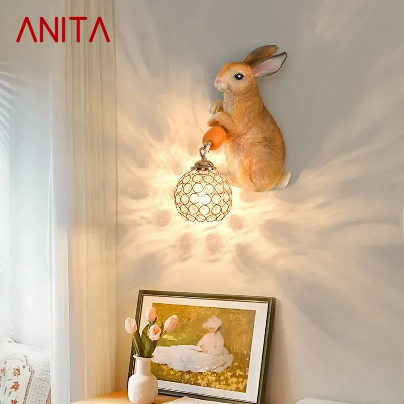 ANITA Contemporary Rabbit Wall Lamp Creative Living Room Bedroom Study Villa Hotel Children's Room Aisle LED Decoration Light