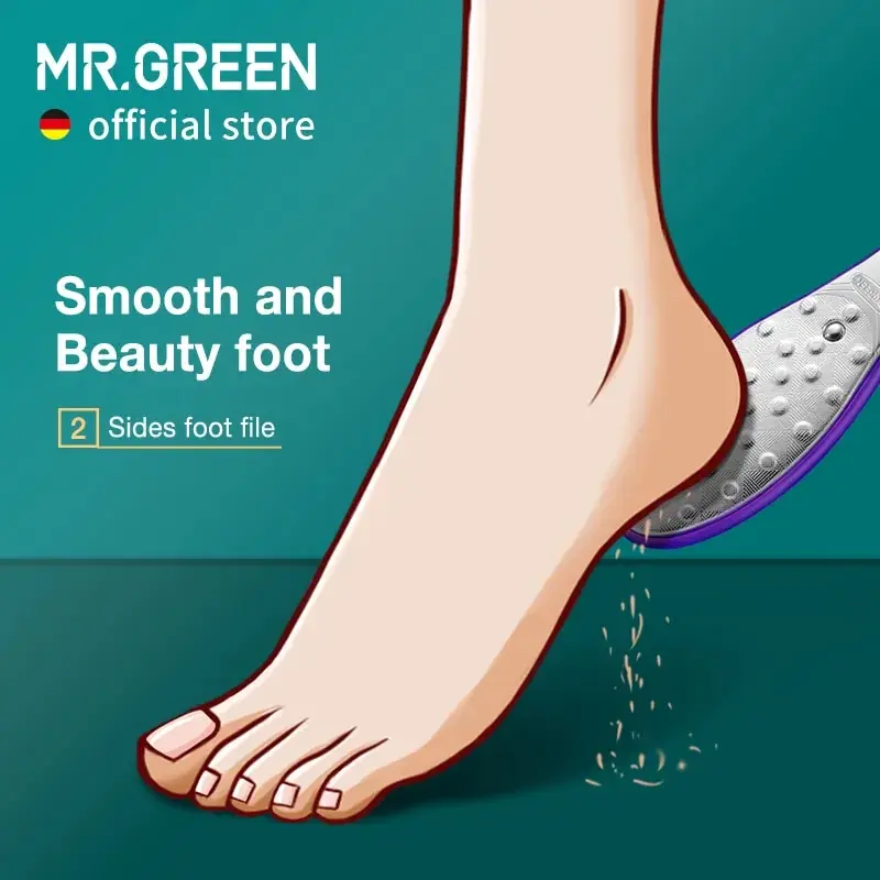 MR.GREEN Double Sided Foot File Pedicure Foot Care Tools Dead Skin Callus Remover Stainless Steel Professional