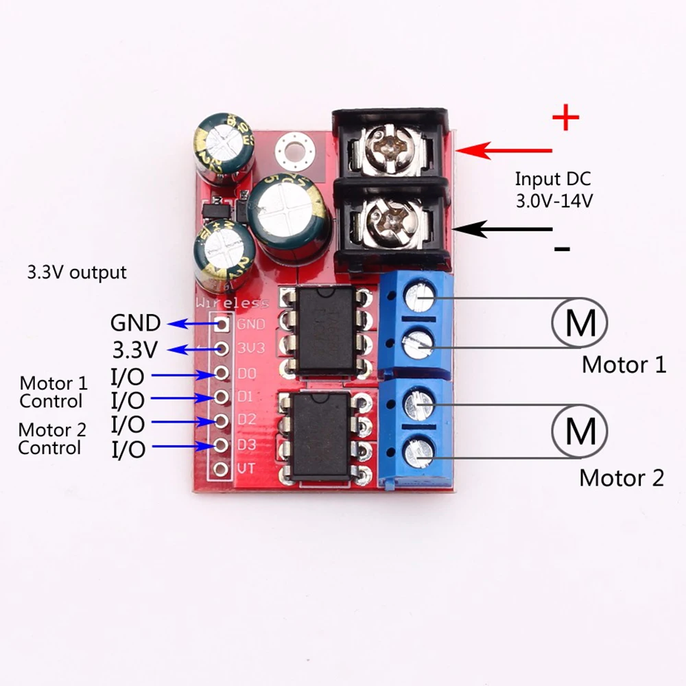 L298N Dual H Bridge DC Motor Drive Module Forward and Reverse Control PWM Speed Regulation Controller DC 3-14V 5A