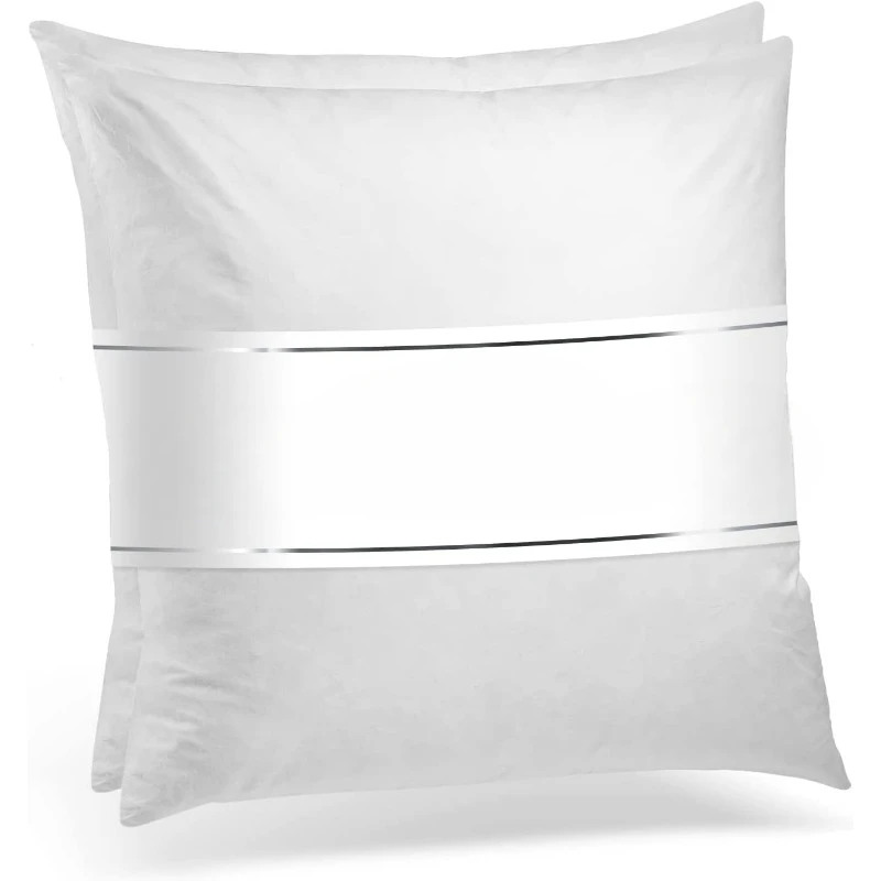 Set of Two 22X22 Decorative Throw Pillow Insert, Down and Feathers Fill, 100% Cotton Cover 233 Thread Count