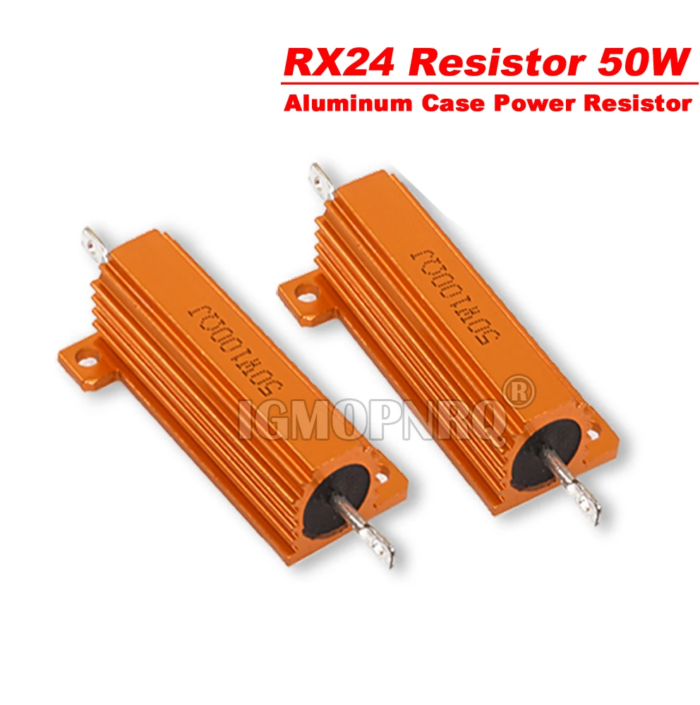 RX24 50W 100W Aluminum Power Metal Shell Case Wirewound Resistor 0.01R ~ 100K 1 6 8 10 20 200 500 1K 10K Ohm Resistance