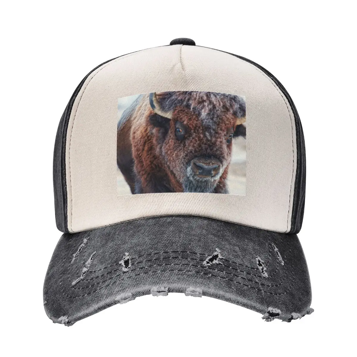 

Бейсбольная кепка American Bison Roams Yellowstone National Park с снежным покрытием, шляпа для гольфа Rave, рыболовные кепки, мужские женские шапки, мужские