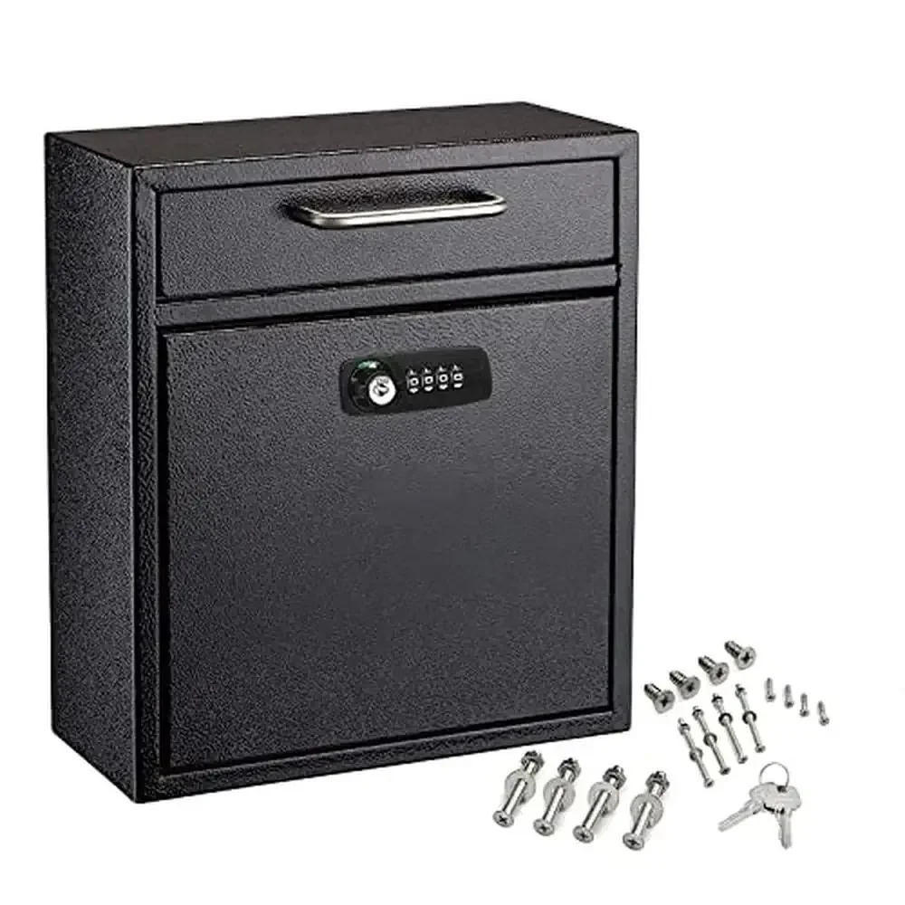 

Wall Mount Mailbox Locking Cash Drop Box Keys Anti-Pry Durable Steel Security Apartment House Key Drop Box Mounted Payment Check