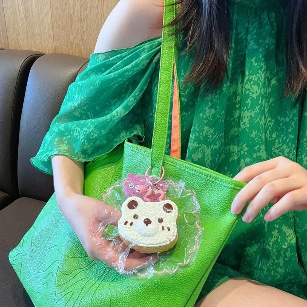 Little Bear Toast Squeeze Keychain Slow Rising Slow Rebound Squeeze Pendant Edge-Stitching Style Food-Grade Silicone