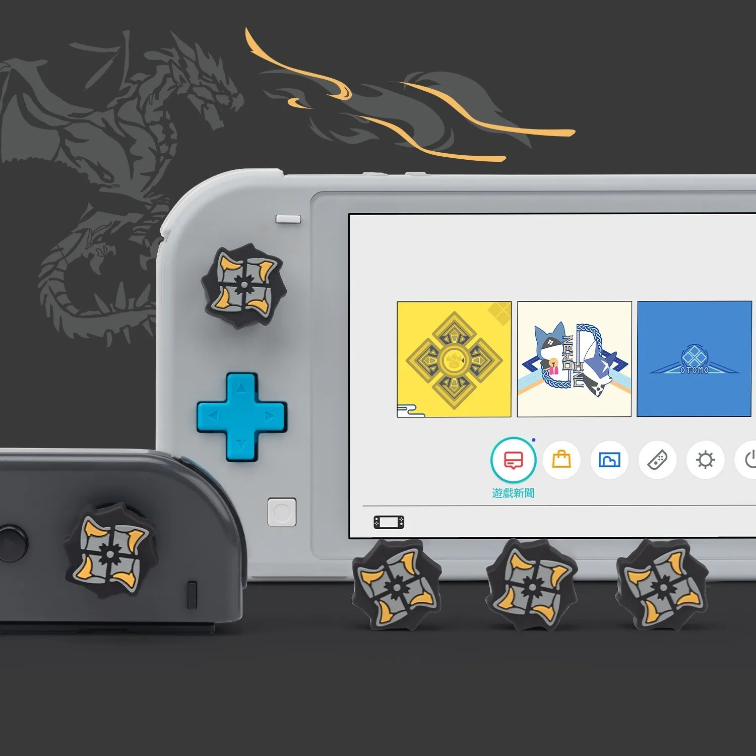 Tapas de Joystick para Nintendo Switch y Switch Lite, cubiertas de Thumbstick Shuriken negras geniales para Nintendo Switch OLED NS, accesorios