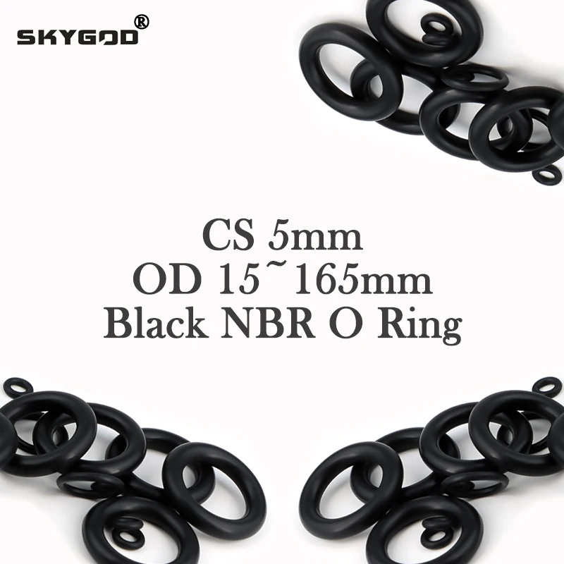 

Black CS 5.0mm OD 15~165mm NBR O Ring Sealing Gaskets Washer Oil Resistant Wear Resistant Nitrile Butadiene Rubber Rings 10Pcs