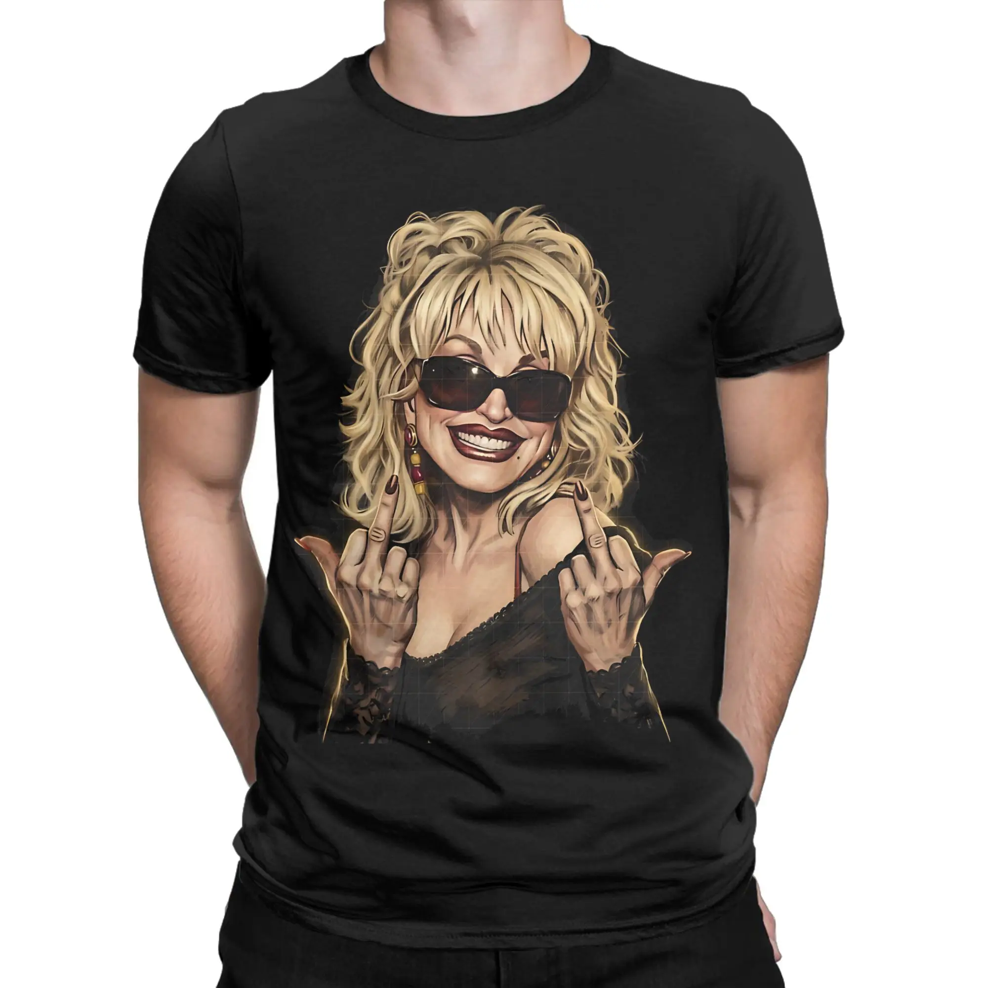 Dollys Partons Punk T Shirts for Men Pure Cotton Crazy T-Shirts O Neck  Tee Shirt Short Sleeve Clothes Plus Size