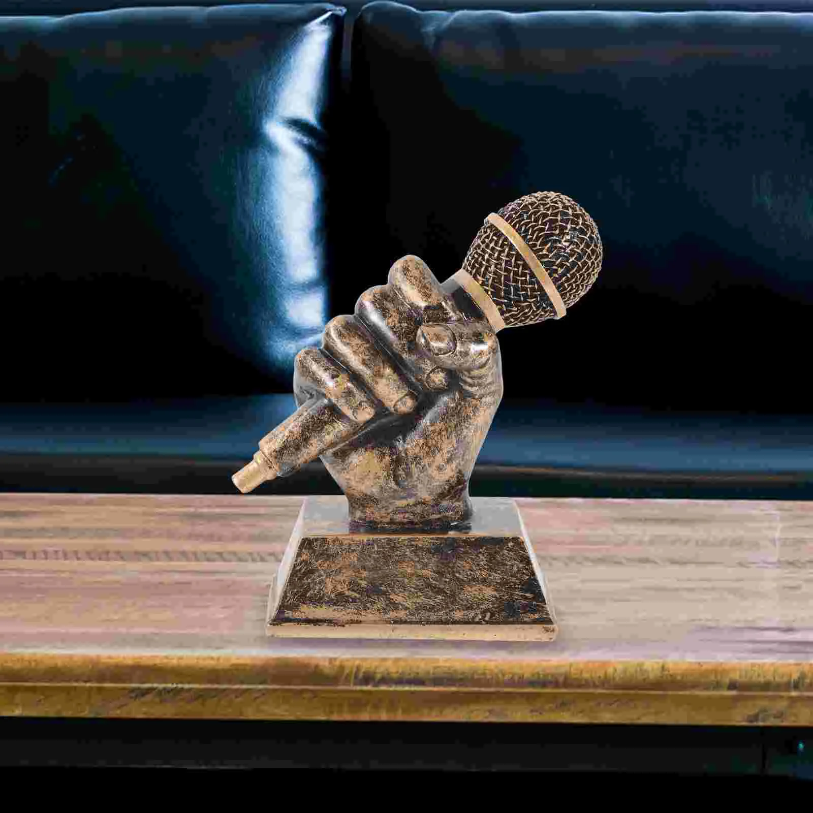 Trophée Musical avec Mini Microphone, Décor de Modèle Vintage, Personnel à l\'revêt