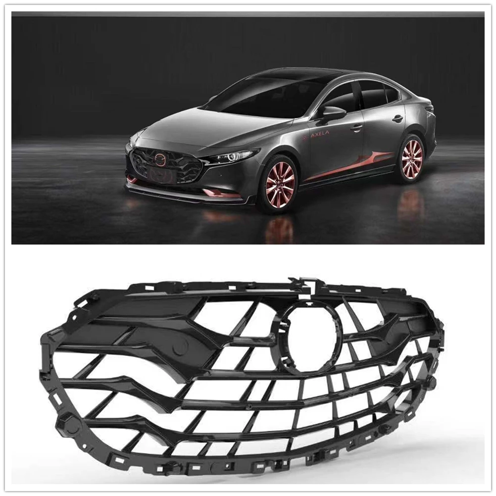 

Front Grille For Mazda 3 AXELA 2019 2020 Mazda3 Car Replacement Upper Bumper Hood Radiator Mesh Grid Glossy Black Racing Grills