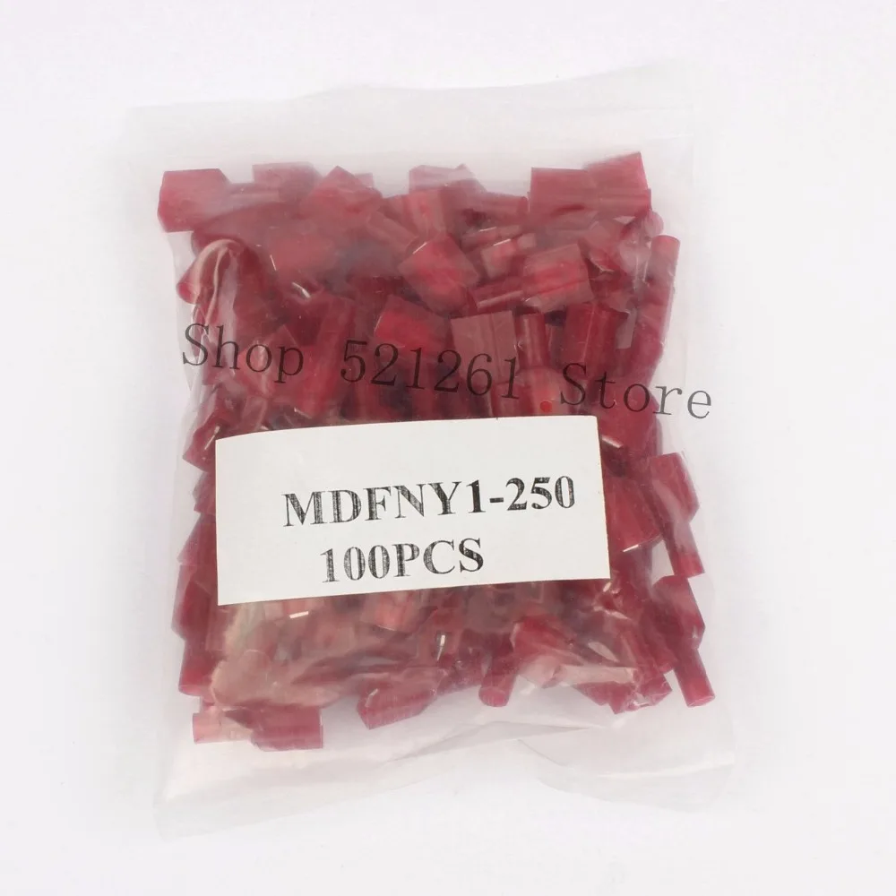 MDFNY1.25-250 MDFNY1-250 НЕЙЛОН латунь Мужской Изоляцией Лопата совместных Провода Соединительный Кабель 100 ШТ. 0.5-1.5mm2 22-16AWG MDFNY