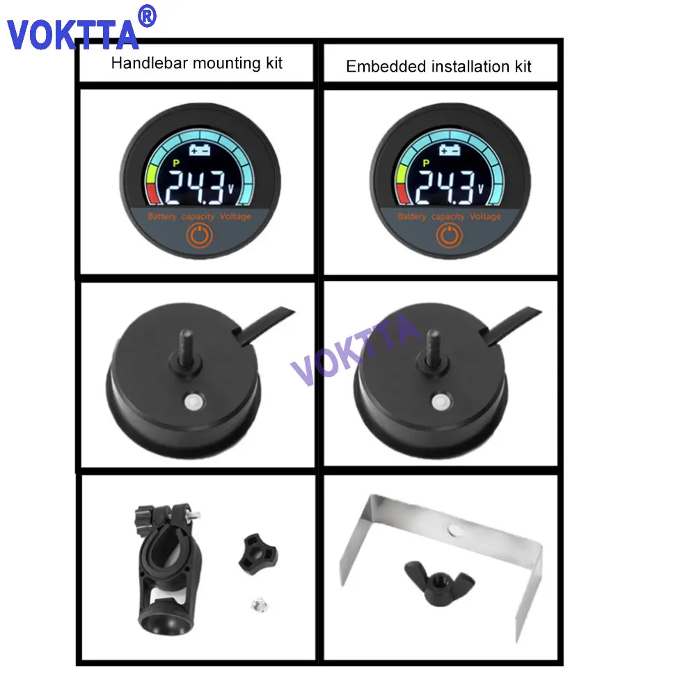 5918 DC 8-100V Handlebar Mounting Set Circular DC Voltmeter Integral Waterproof Lithium Lead Oxide Universal Digital Display