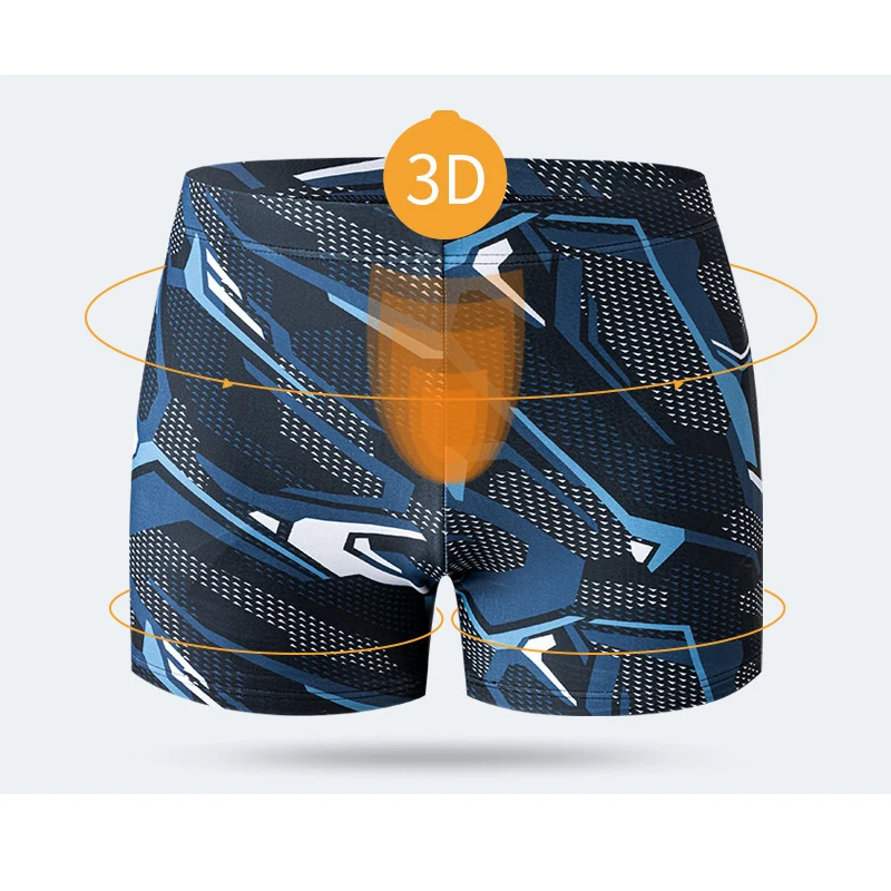 YUKE Summer Quick-dry Swimming Trunks Shorts Men Swimsuit Beach Pants Print Bathing Suit Plus Size Boxer