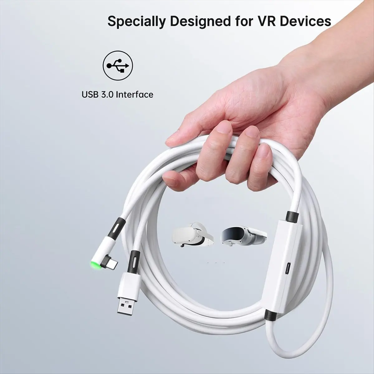 (ABPO] USB3.2 Gen1 VR Link Cable Fast Charge VR Cable with Light for 3S 3 2/ Neo 3/ 4 VR Accessories