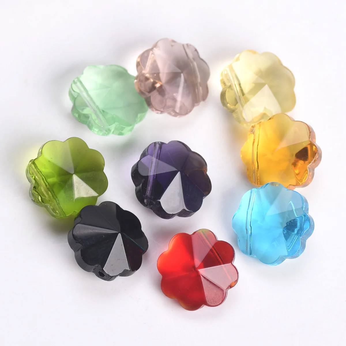 

10pcs 12mm Flower Shape Side Hole Faceted Crystal Glass Loose Beads For Jewelry Making DIY Crafts Findings