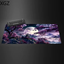 Sakura Scenery Mouse Pad Large Non-Slip Rubber Game Mat Durable Desk Pad with Thick Seam Edge Suitable for Office and Gaming