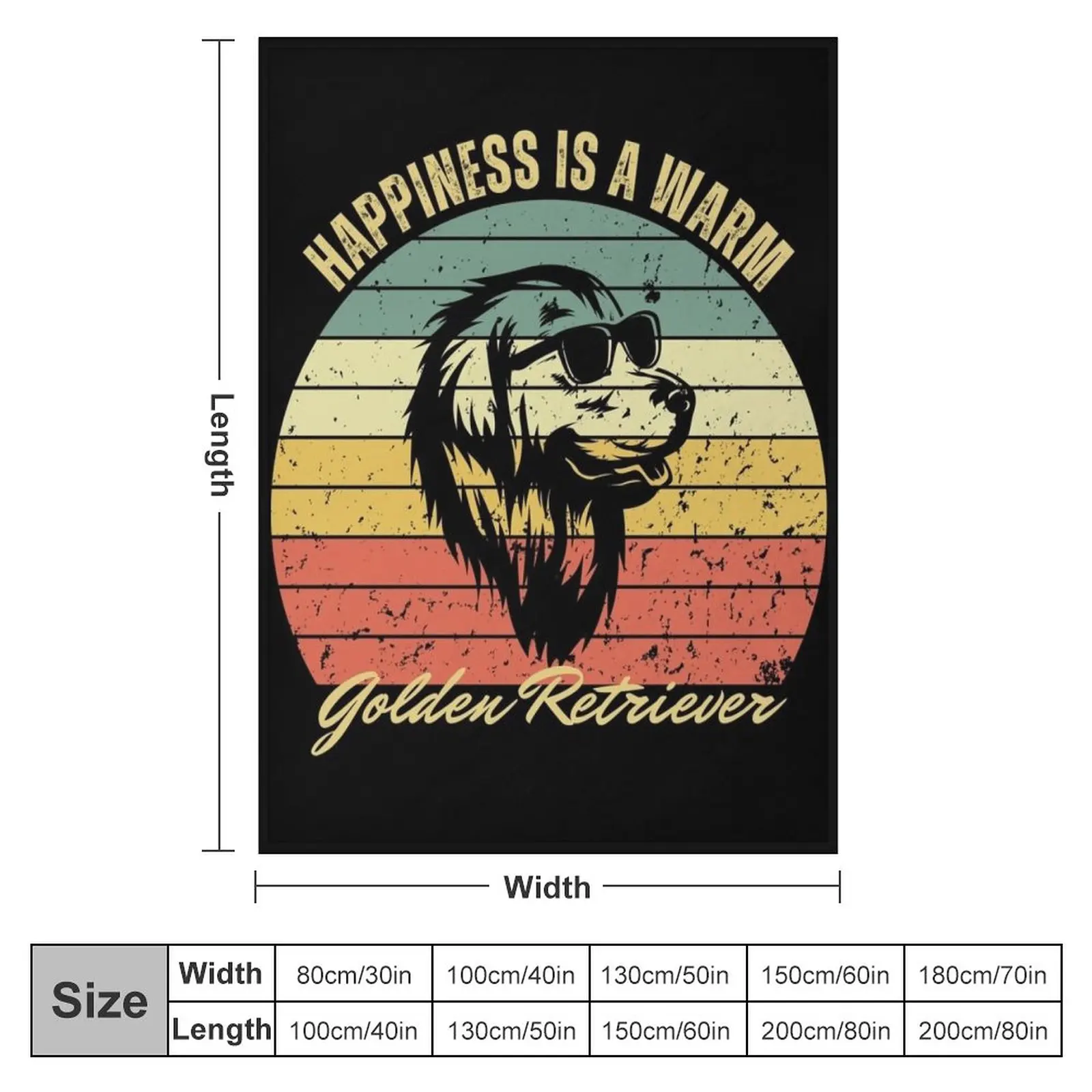 New Happiness Is A Warm Golden Retriever - A Golden Retriever Dog Wearing Sunglasses Throw Blanket Picnic Blanket Shaggy Blanket