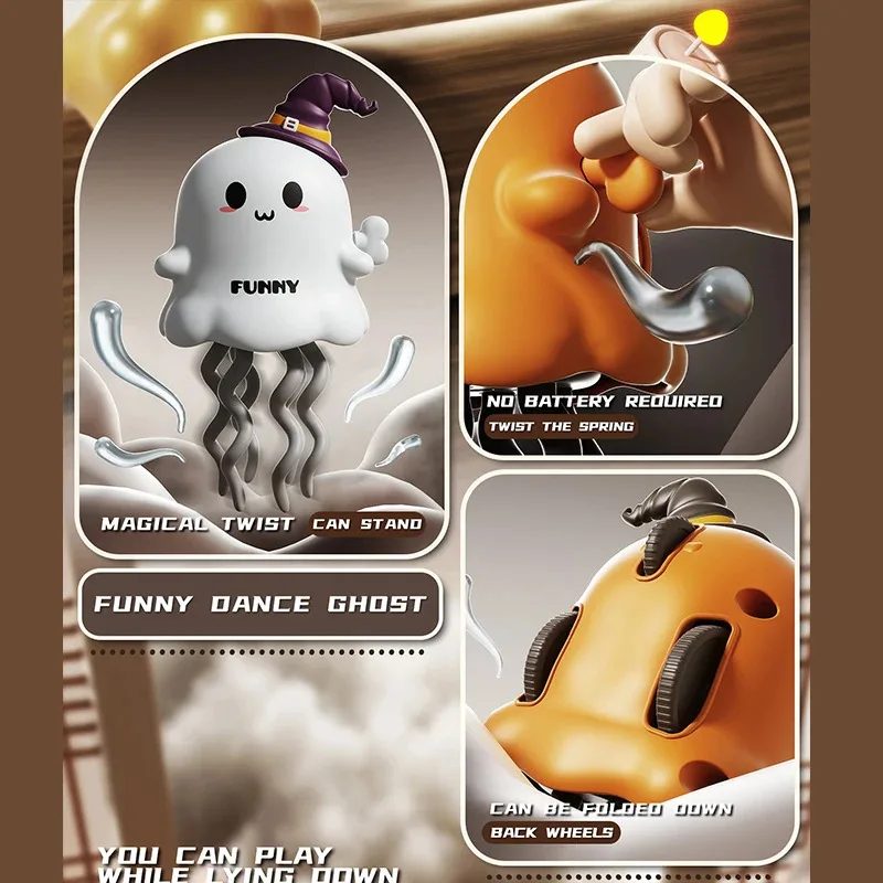 Fantasmas bailando y bailando de maíz para niños, juguetes para mascotas con mecanismo de relojería, juguetes interactivos de dibujos animados para gatear, juguetes de baile, regalos de Navidad y Halloween