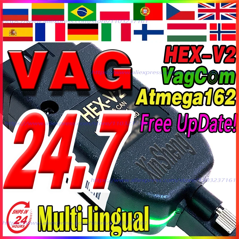 2024 Newest VCD\'S V24.7 VAG\'C0M V23.11 VAG C0m Popular Francais Hex Atmega162 V2 FOR V-W AU-DI Sko-da Se-at Vag FRM ITT Español
